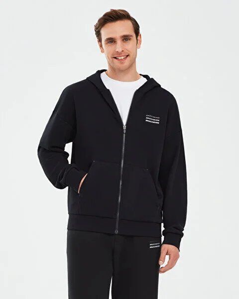 Skechers Essential M Full Zip Hoodie Sweatshirt SİYAH Erkek Sweatshirt - Skechers