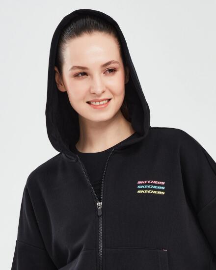 Skechers Essential W Full Zip Hoodie Sweatshirt SİYAH Kadın Sweatshirt - 5