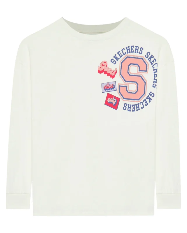 Skechers G Graphic Tee Long Sleeve Beyaz Çocuk Tshirt - 6