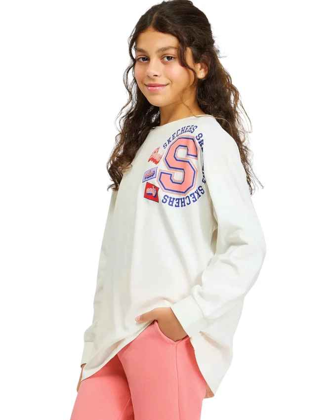 Skechers G Graphic Tee Long Sleeve Beyaz Çocuk Tshirt - 1