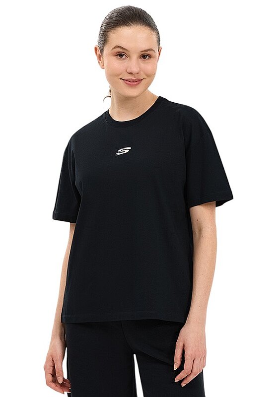Skechers Graphic Sleeve Siyah Kadın Tshirt - 1
