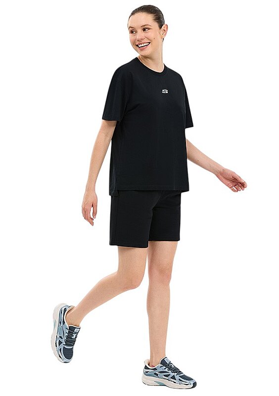 Skechers Graphic Sleeve Siyah Kadın Tshirt - 4