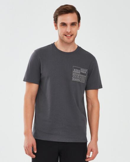 Skechers Graphic T-Shirt M Short Sleeve Antrasit Erkek Tshirt - 1