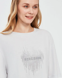 Skechers Graphic T-Shirt W Short Sleeve Gri Kadın Tshirt - 5