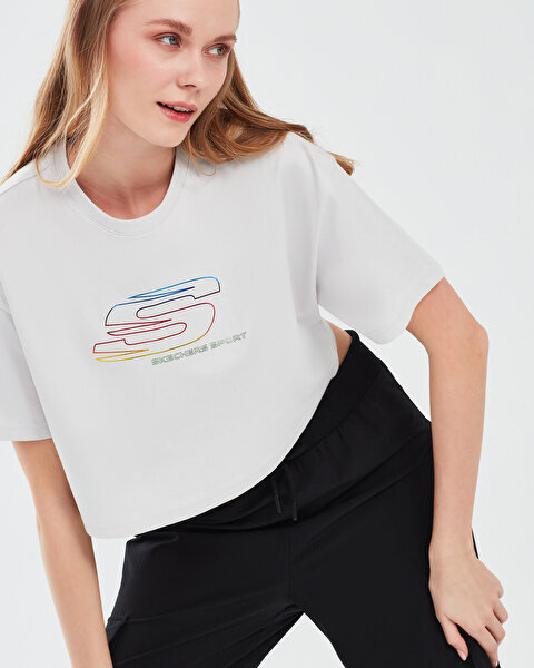 Skechers Graphic T-Shirt W Short Sleeve Gri Kadın Tshirt - Skechers (1)