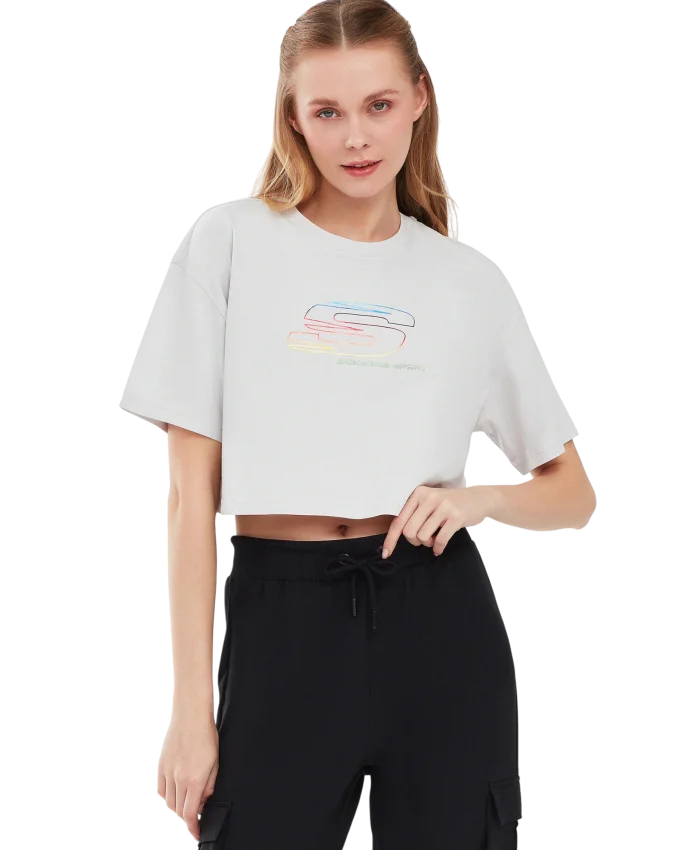 Skechers Graphic T-Shirt W Short Sleeve Gri Kadın Tshirt - 1