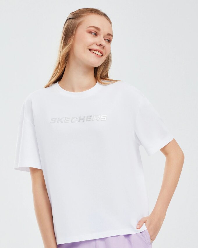 Skechers Graphic T-Shirt W Short Sleeve SİYAH Kadın Tshirt - 5