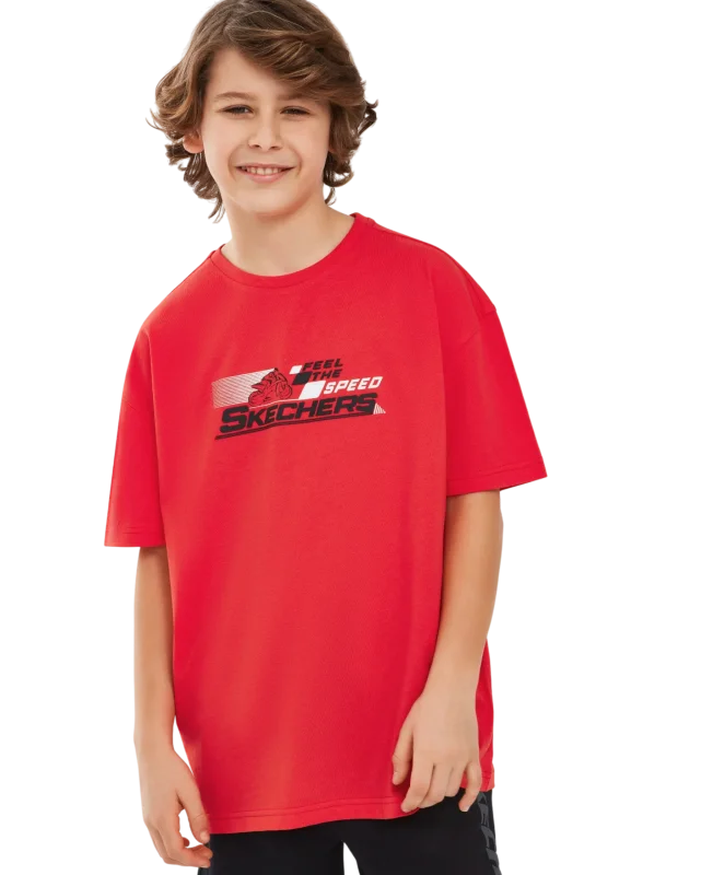 Skechers GraphicB Sleeve Kırmızı Çocuk Tshirt - 1