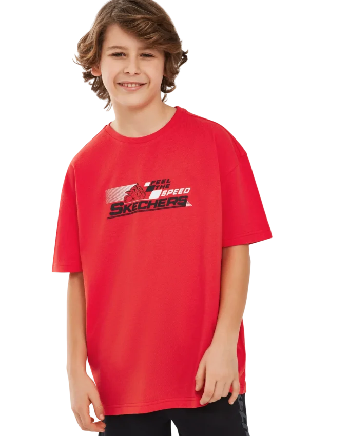 Skechers GraphicB Sleeve Kırmızı Çocuk Tshirt - 1