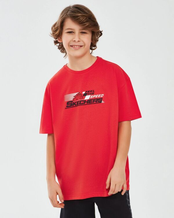 Skechers Graphic Tee B Short Sleeve KIRMIZI Çocuk Tshirt - Skechers