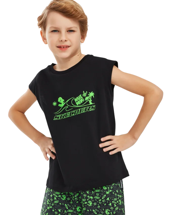 Skechers Graphic B Tank Top Siyah Çocuk Tshirt - 2