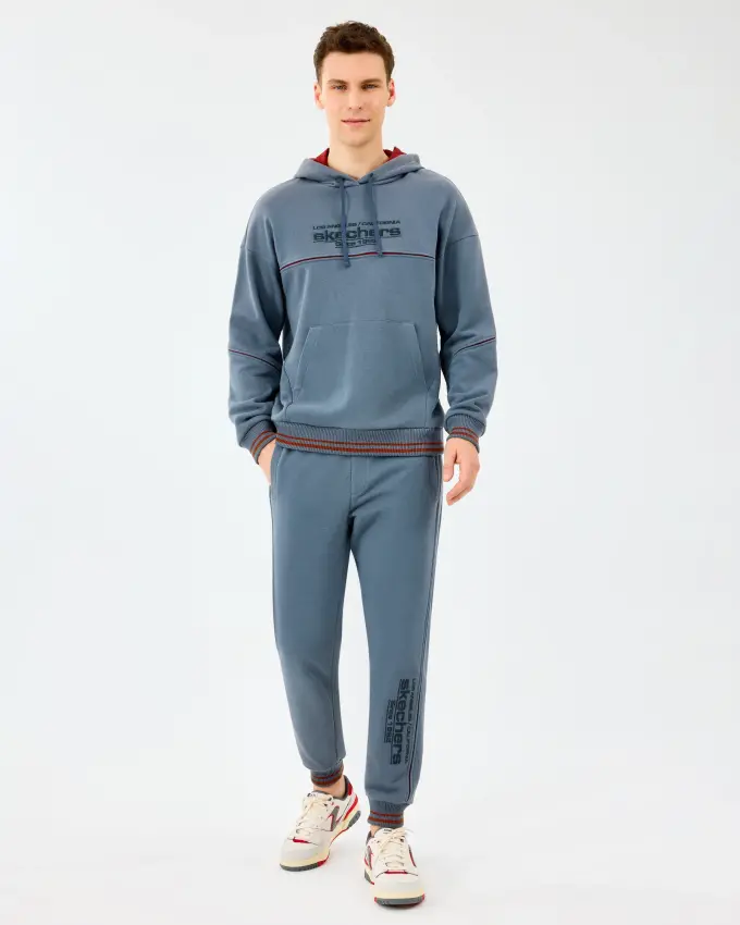 Skechers Hoodie Gri Erkek Sweatshirt - 5