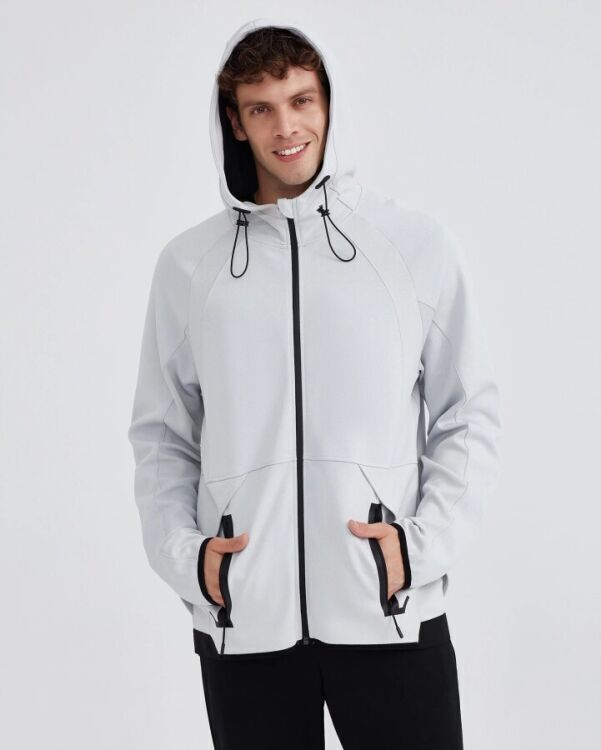Skechers M 2XI-Lock Full Zip Hoodie Sweatshirt Gri Erkek Sweatshirt - 3