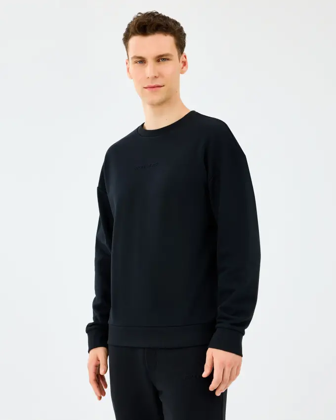 Skechers M Essential Crewneck Sweatshirt Siyah Erkek Sweatshirt - 2