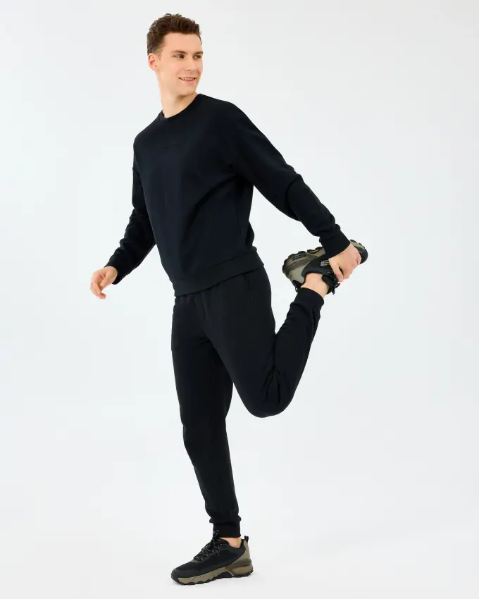 Skechers M Essential Crewneck Sweatshirt Siyah Erkek Sweatshirt - 4