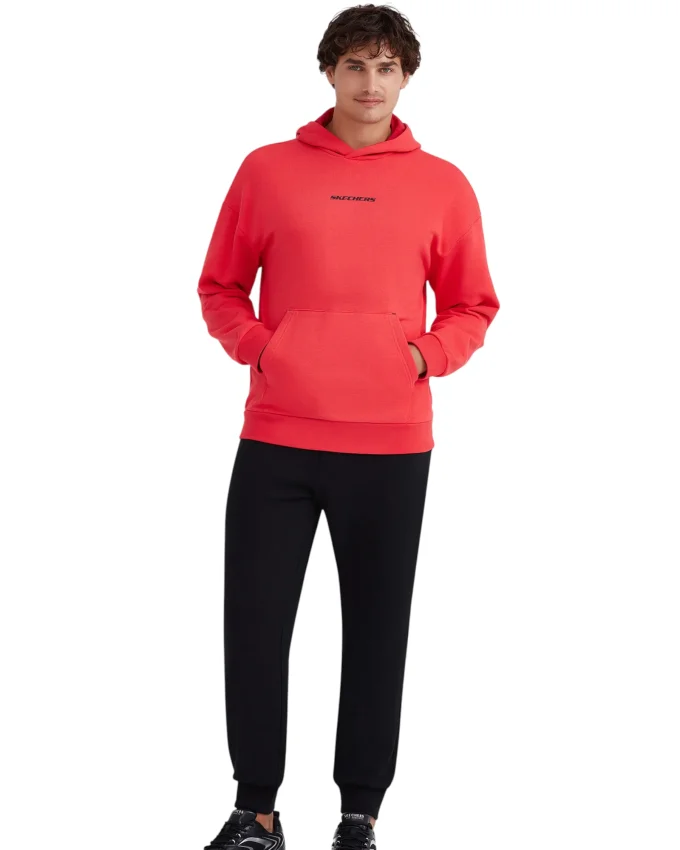 Skechers M Essential Hoodie Erkek Kırmızı Sweatshirt - 3