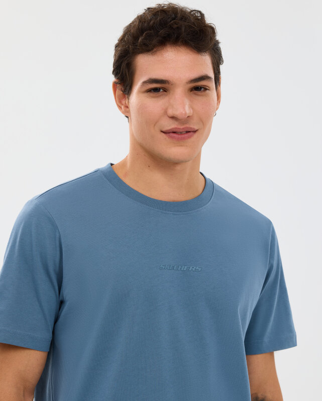 Skechers M Essential T-Shirt Mavi Erkek Tshirt - 3