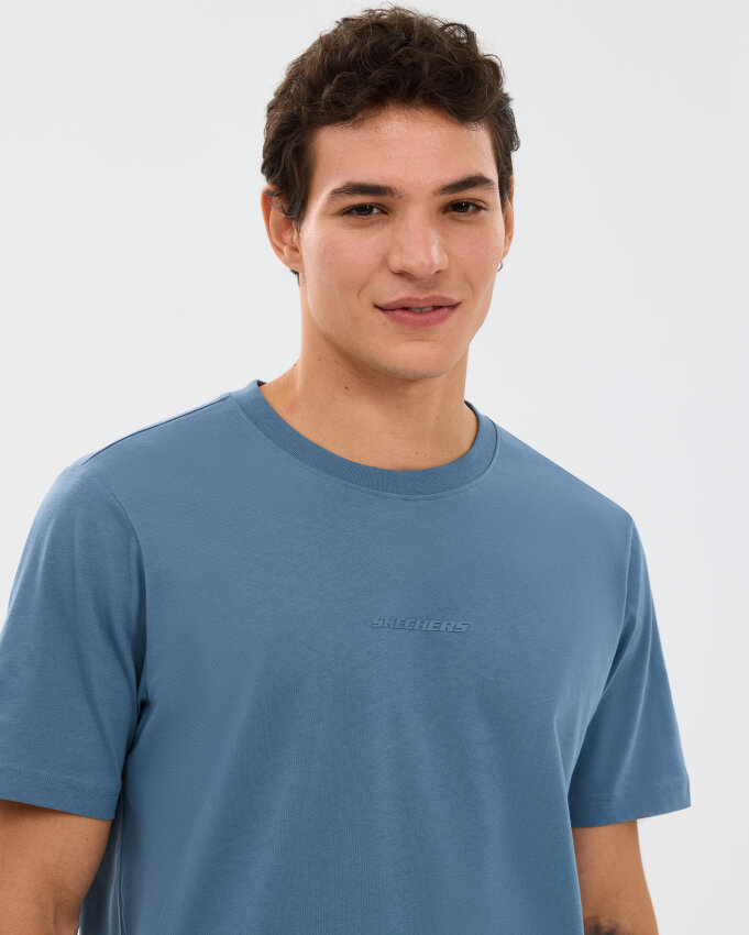 Skechers M Essential T-Shirt Mavi Erkek Tshirt - 3