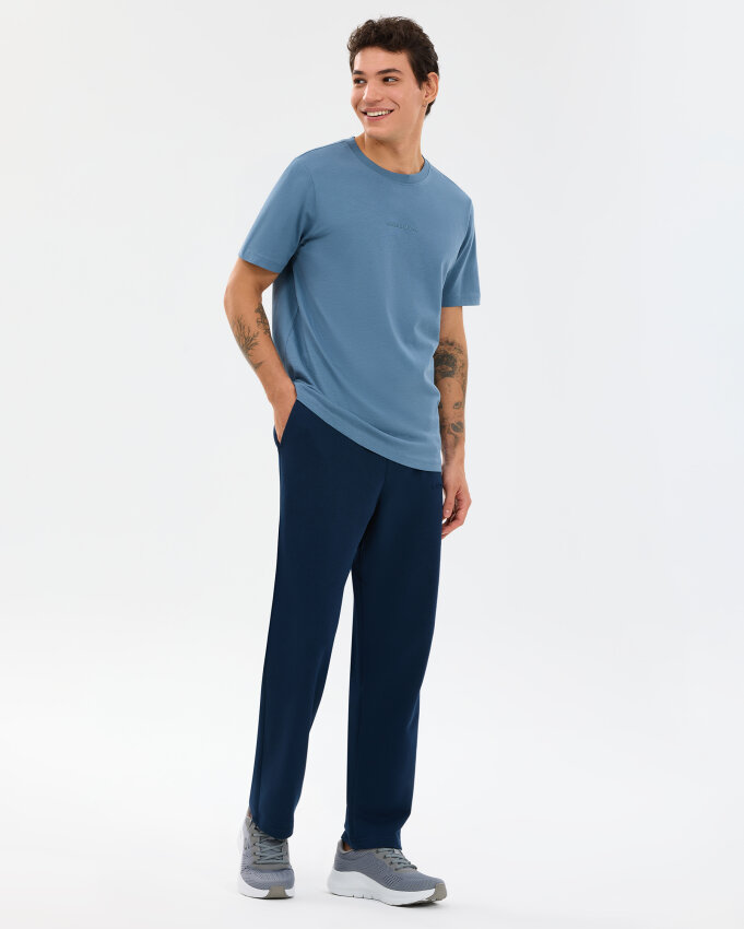 Skechers M Essential T-Shirt Mavi Erkek Tshirt - 4