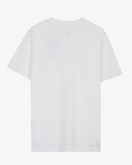 Skechers M Graphic Tee Chest Printed Pique T-Shirt BEYAZ Erkek Tshirt - 5