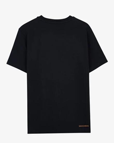 Skechers M Graphic Tee Chest Printed Pique T-Shirt SİYAH Erkek Tshirt - 7