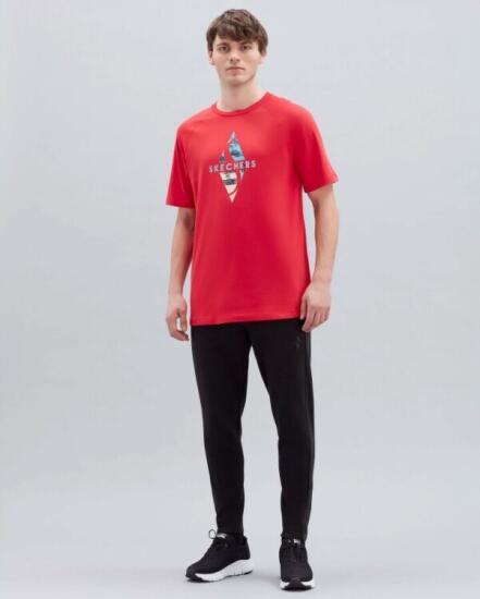 Skechers M Graphic Tee Diamond Logo T-Shirt KIRMIZI Erkek Tshirt - 1