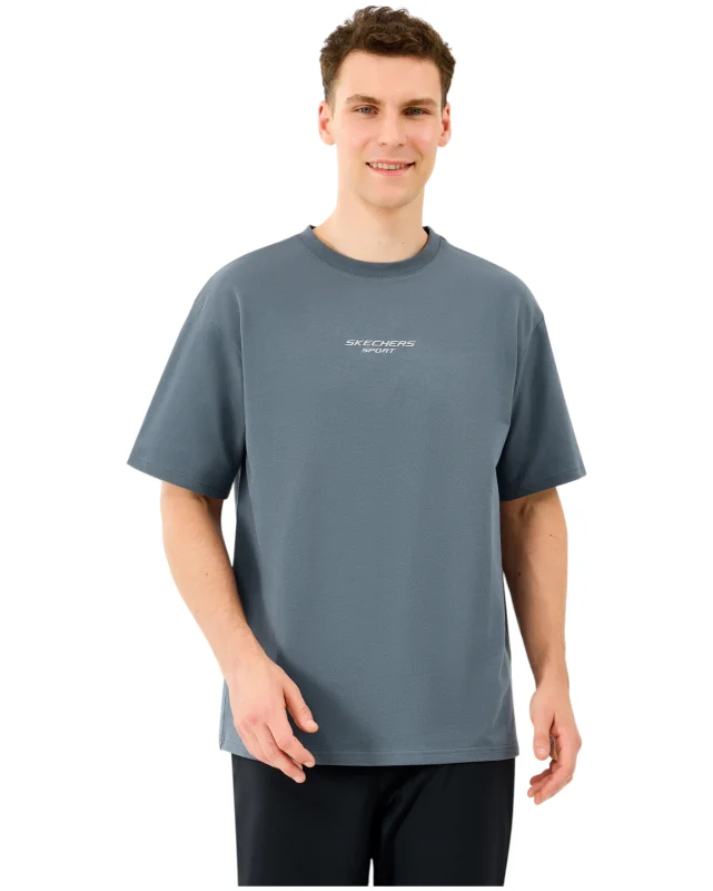 Skechers M Graphic Tee Reflect Logo Oversize Gri Erkek Tshirt 