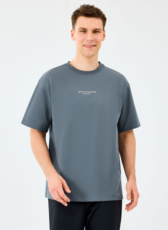 Skechers M Graphic Tee Reflect Logo Oversize Gri Erkek Tshirt - Skechers