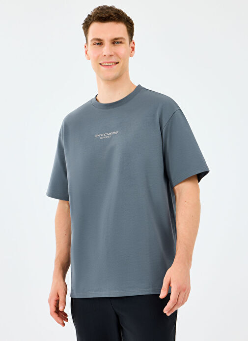 Skechers M Graphic Tee Reflect Logo Oversize Gri Erkek Tshirt - Skechers (1)