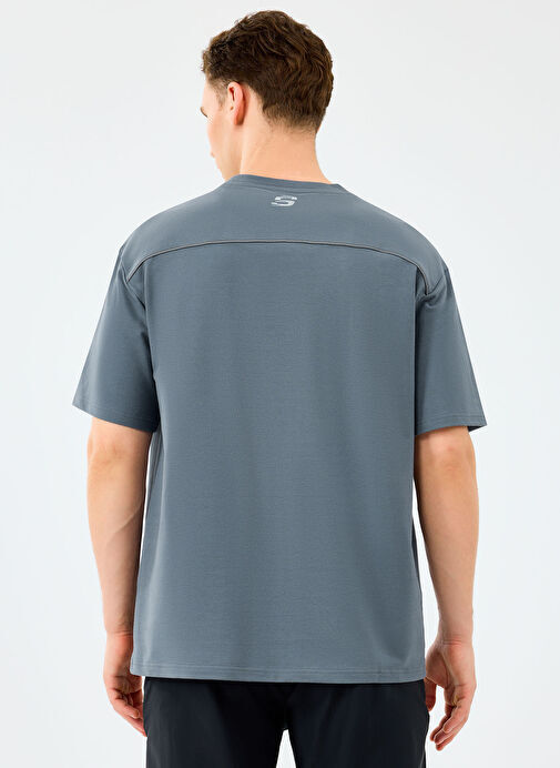 Skechers M Graphic Tee Reflect Logo Oversize Gri Erkek Tshirt - 3