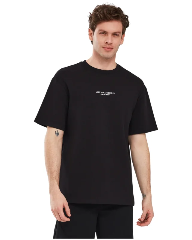 Skechers M Graphic Tee Reflect Logo Oversize T-Shirt SİYAH Erkek Tshirt 