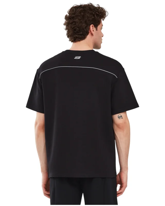 Skechers M Graphic Tee Reflect Logo Oversize T-Shirt SİYAH Erkek Tshirt - 3