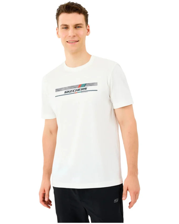 Skechers M Light FabricT-Shirt Beyaz Erkek Tshirt - 1