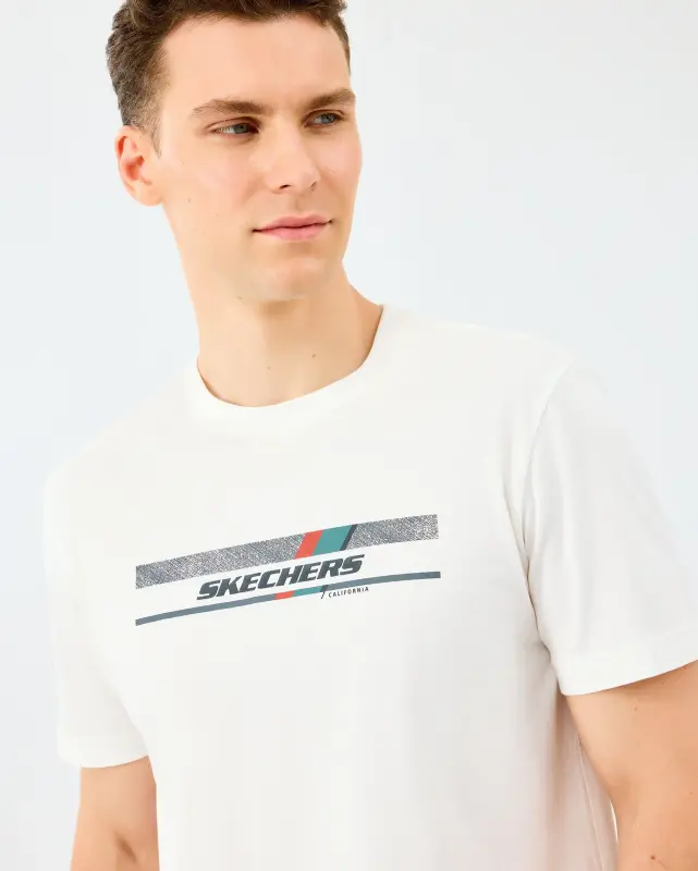 Skechers M Light FabricT-Shirt Beyaz Erkek Tshirt - 4
