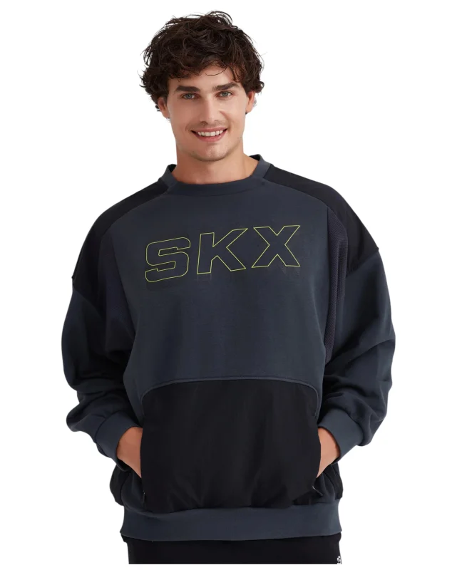 Skechers Fleece Crew Neck Gri Erkek Sweatshirt - 1
