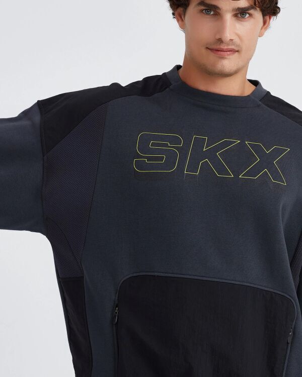 Skechers Fleece Crew Neck Gri Erkek Sweatshirt - 5