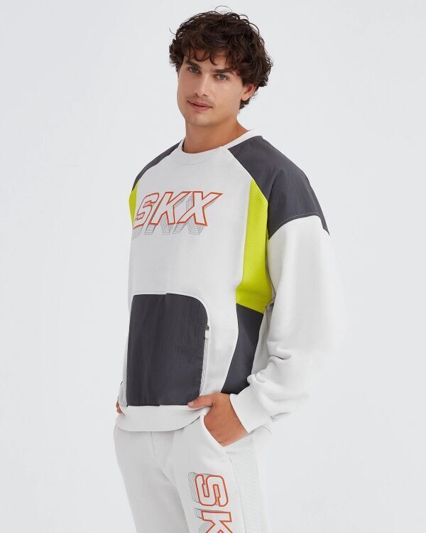 Skechers Fleece Crew Neck Gri Erkek Sweatshirt - 3