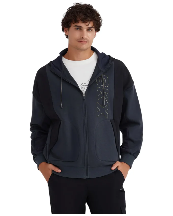 Skechers Fleece Full Zip Hoodie Gri Erkek Sweatshirt - 1