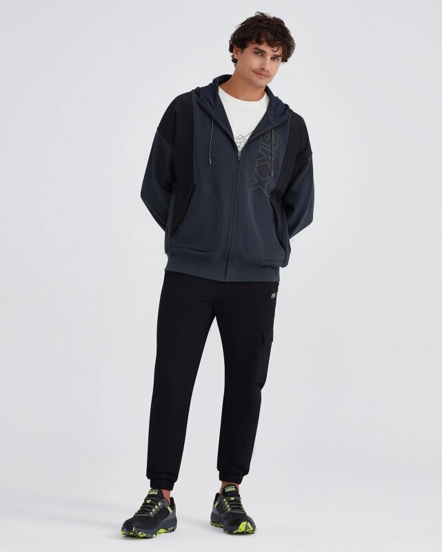 Skechers Fleece Full Zip Hoodie Gri Erkek Sweatshirt - 2