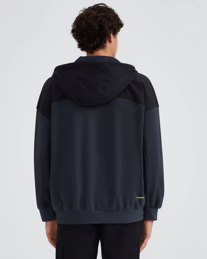 Skechers Fleece Full Zip Hoodie Gri Erkek Sweatshirt - 4