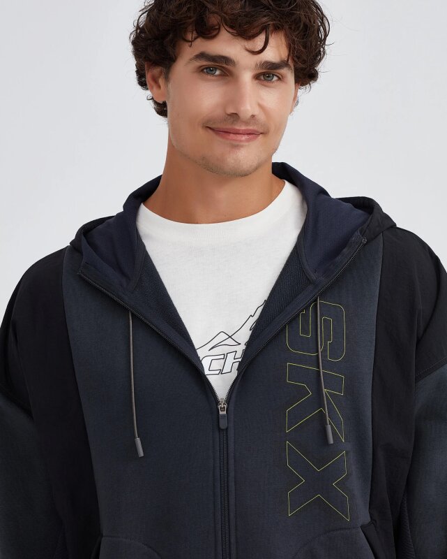 Skechers Fleece Full Zip Hoodie Gri Erkek Sweatshirt - 5