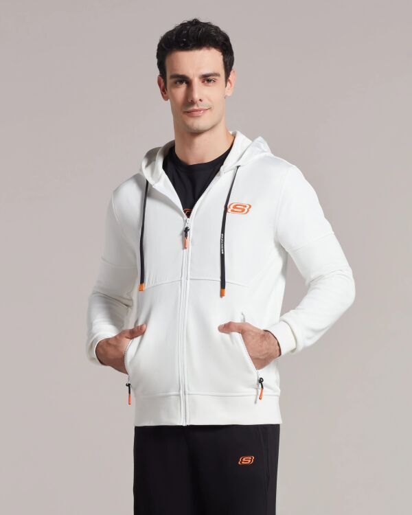 Skechers M LW Fleece Pop Up Detailed Full Zip BEYAZ Erkek Eşofman Üstü - 2