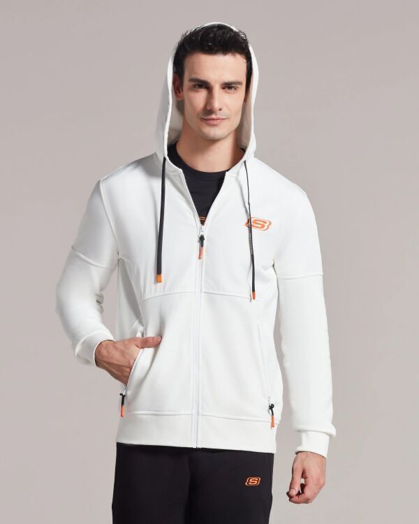 Skechers M LW Fleece Pop Up Detailed Full Zip BEYAZ Erkek Eşofman Üstü - 4
