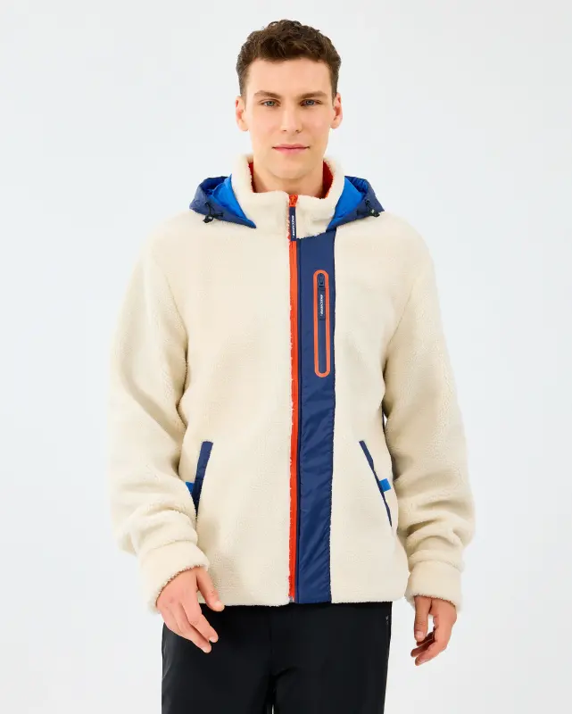 Skechers M Outdoor Fleece Full Zip Sherpa Beyaz Erkek Sweatshirt - 1