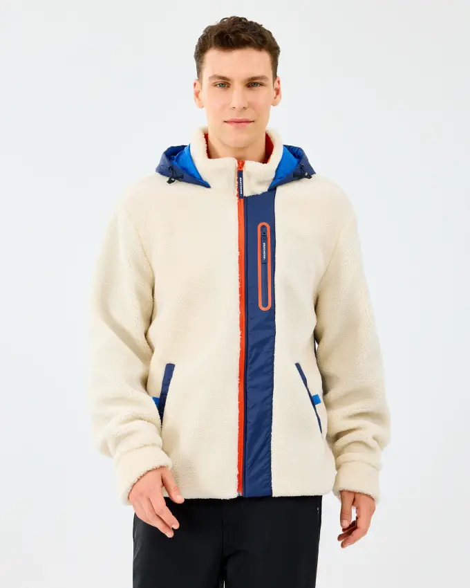 Skechers M Outdoor Fleece Full Zip Sherpa Beyaz Erkek Sweatshirt - 1