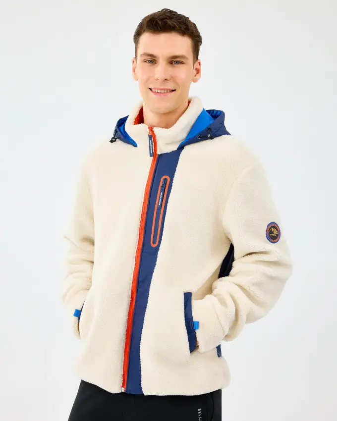 Skechers M Outdoor Fleece Full Zip Sherpa Beyaz Erkek Sweatshirt - 2