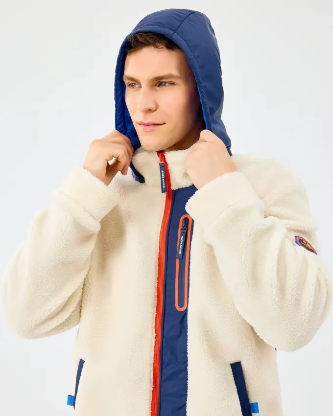Skechers M Outdoor Fleece Full Zip Sherpa Beyaz Erkek Sweatshirt - 5