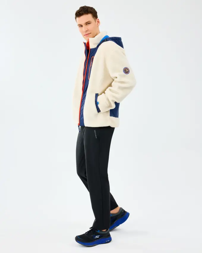Skechers M Outdoor Fleece Full Zip Sherpa Beyaz Erkek Sweatshirt - 6