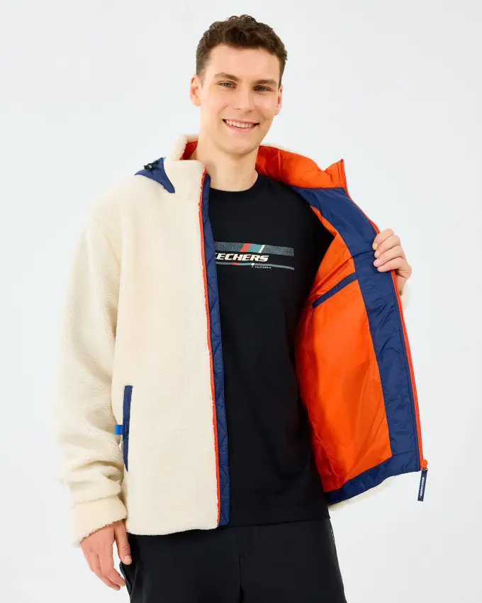 Skechers M Outdoor Fleece Full Zip Sherpa Beyaz Erkek Sweatshirt - 7
