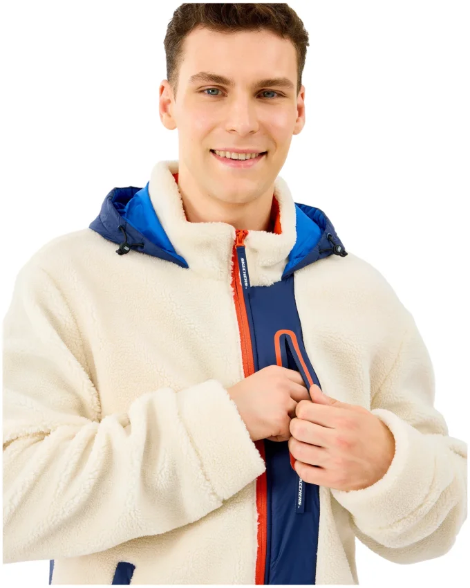 Skechers M Outdoor Fleece Full Zip Sherpa Beyaz Erkek Sweatshirt - 4